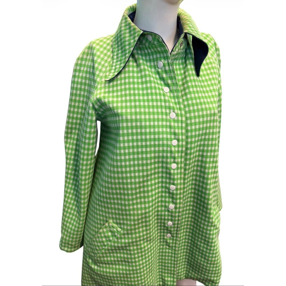 Vintage 70’s Green Checkered Jacket Women’s Size 8 coat Spring - Picture 5 of 10